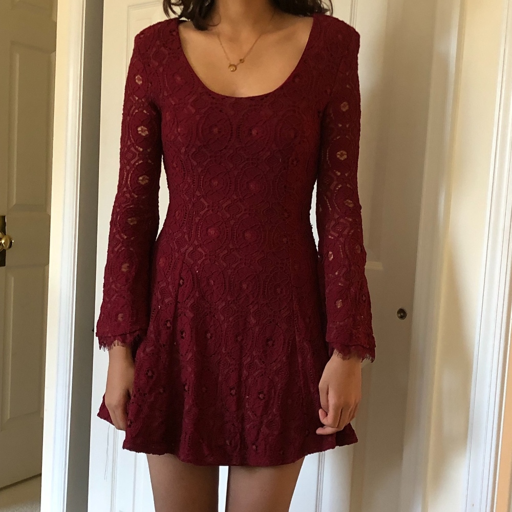 Deep Red Lace Dress
